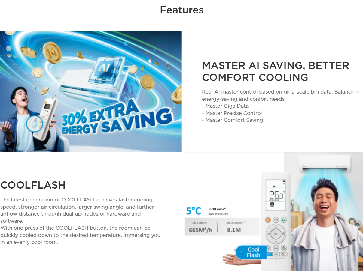 [NEW 2026] Midea CELEST PRO 5 Star Inverter Air Conditioner with Smart ...