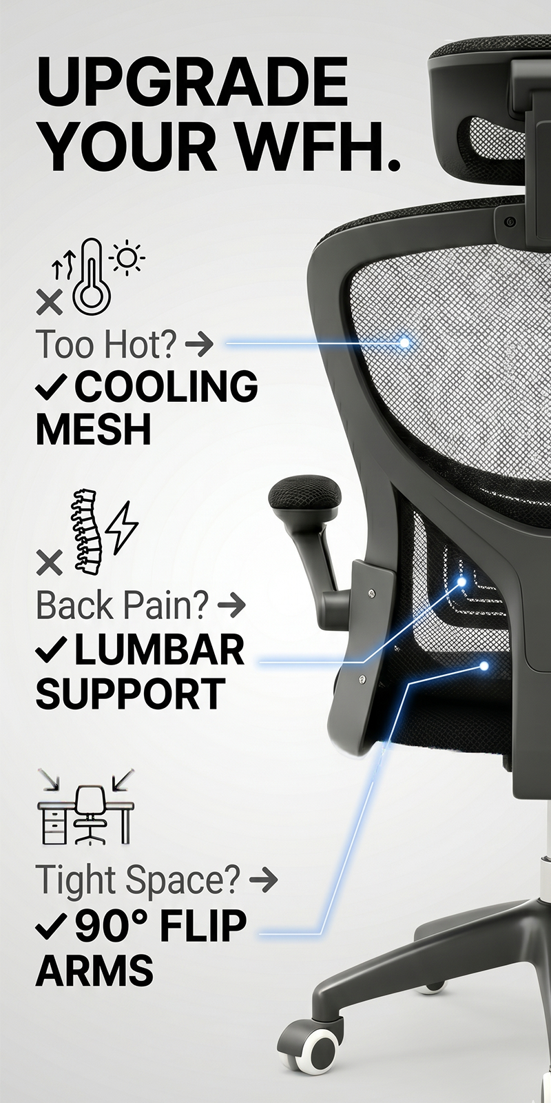Ergonomic Chair Computer Chair Study Kerusi Gaming Rotating Rollers ...