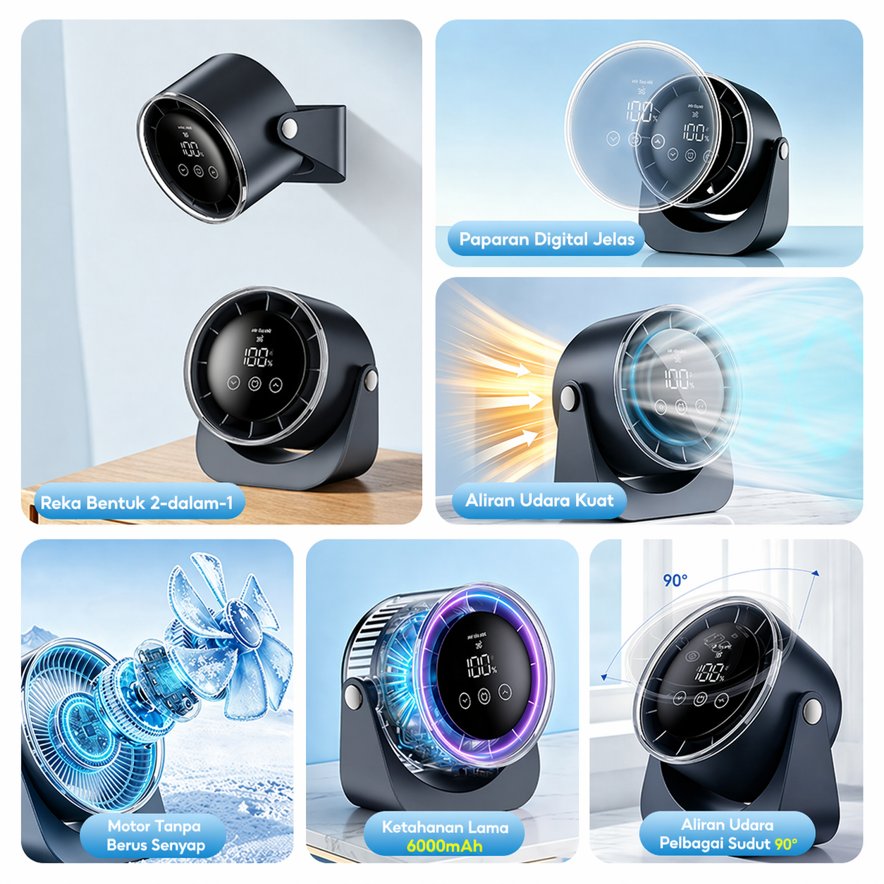 MODOFO 2026 New High Speed Desktop Fan 100 Speed Digital LED Display ...