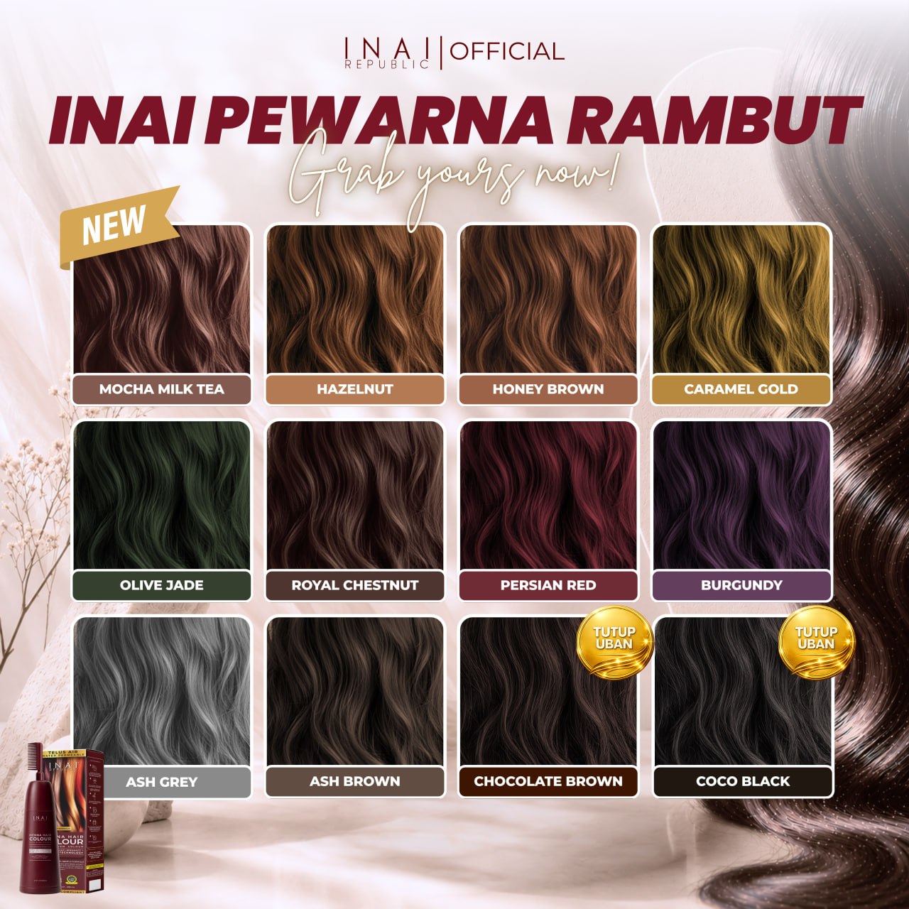 INAI PEWARNA RAMBUT HALAL INAI REPUBLIC - Tanpa Bleaching | Bau Wangi ...