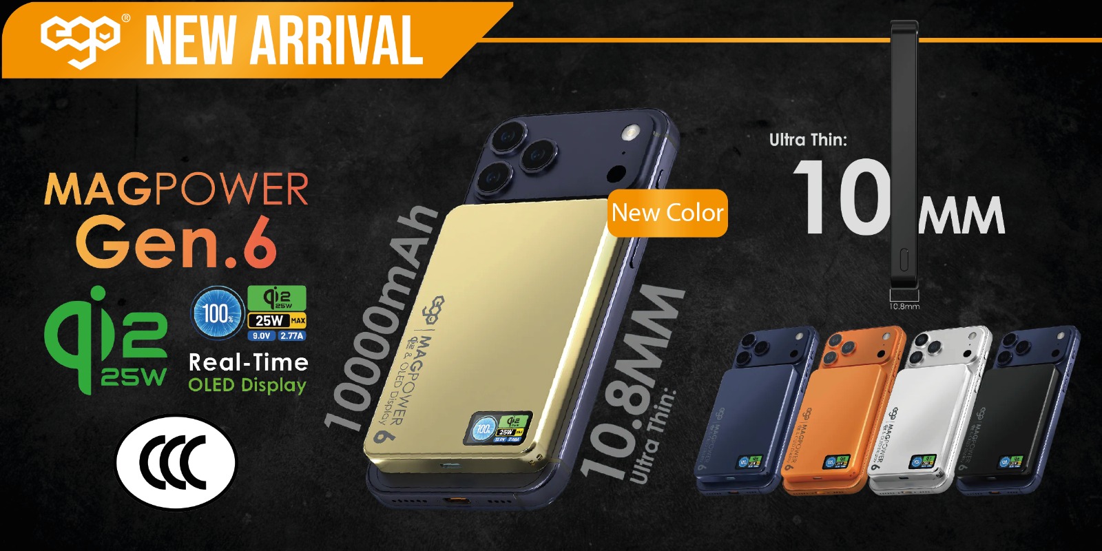 [ 2026 ] EGO MagPower 6 QI2.2 (3C)10000mAh Powerbank M17AIR With OLED ...