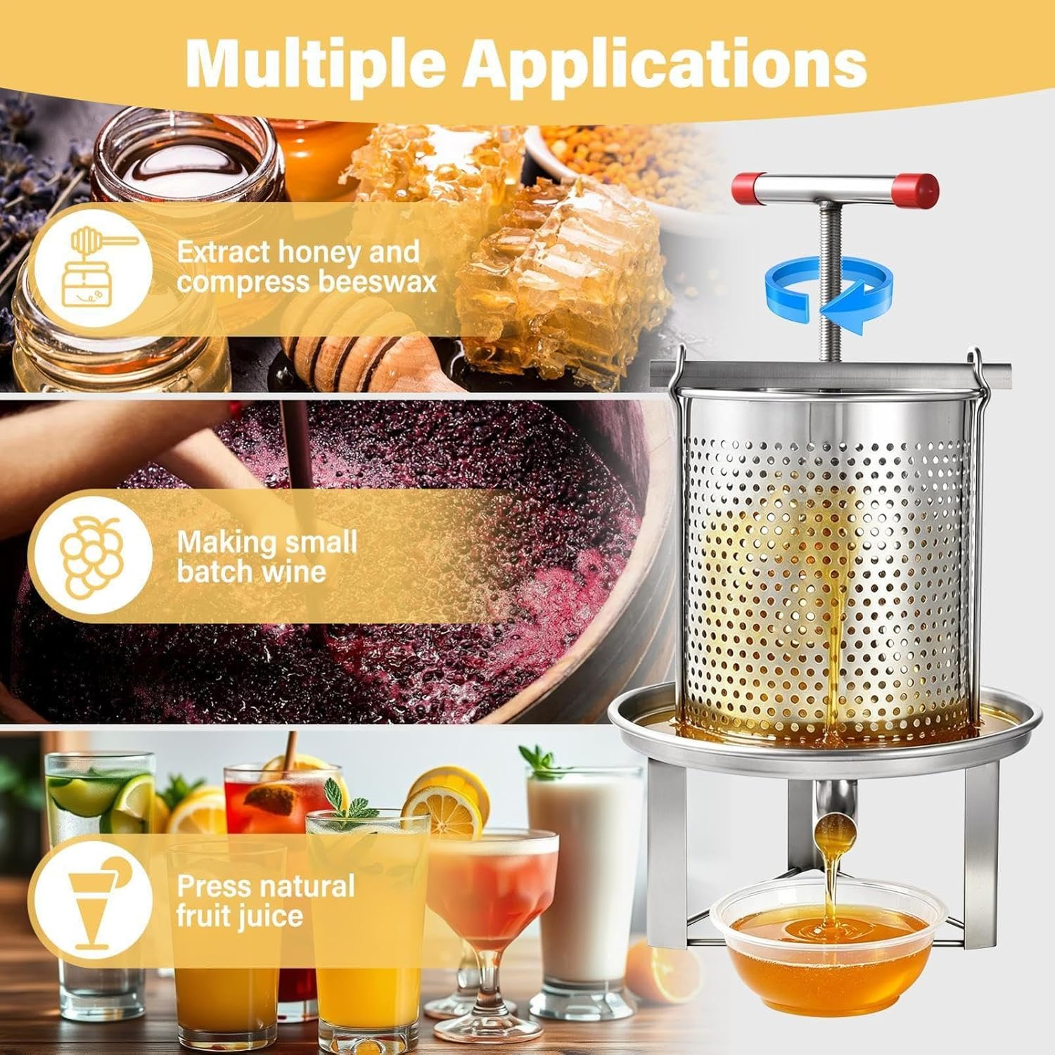 Manual Honey Coconut Milk Juice Press Beeswax Press Stainless Steel ...