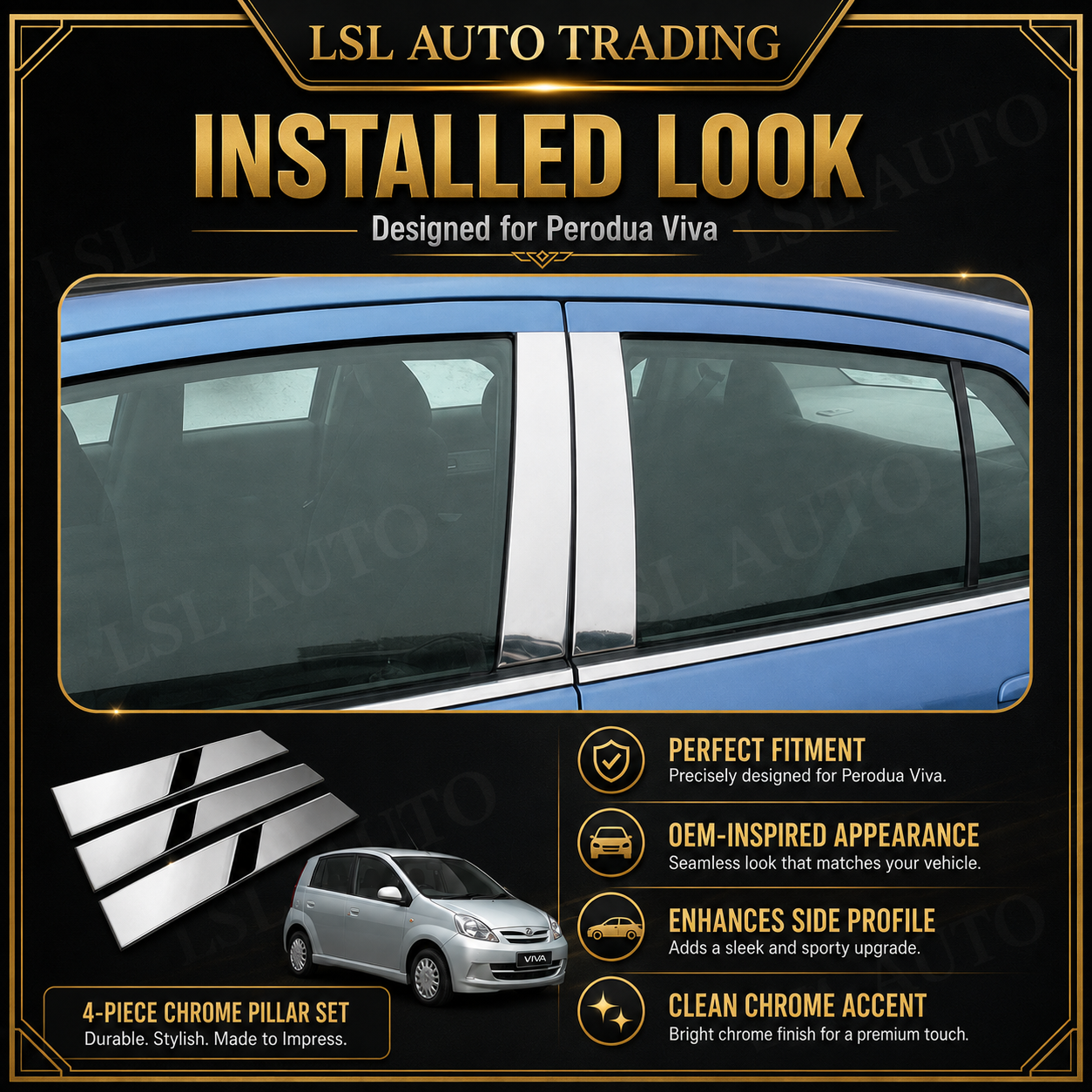 PERODUA VIVA CAR CHROME DOOR WINDOW PILLAR | Shopee Malaysia