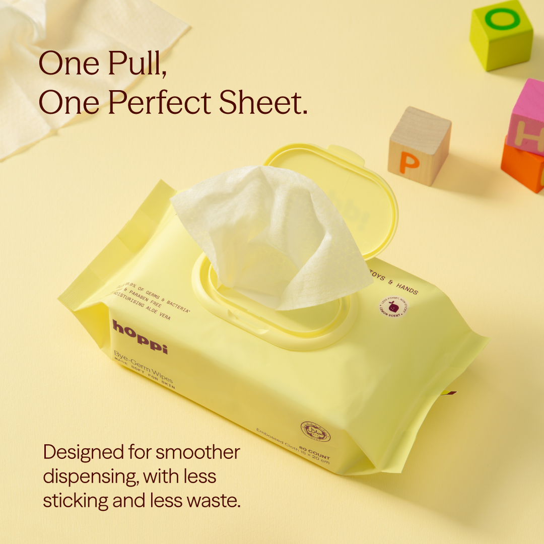 Hoppi NYE Bye-Germs Wipes Alcohol-Free Lemon Scented - 80 sheets x 1 ...