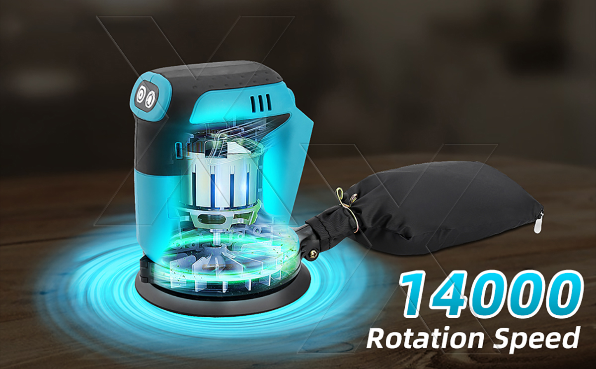 Wood Sanding Machine Cordless Random Orbital Sander 125mm 5 Inch Car ...