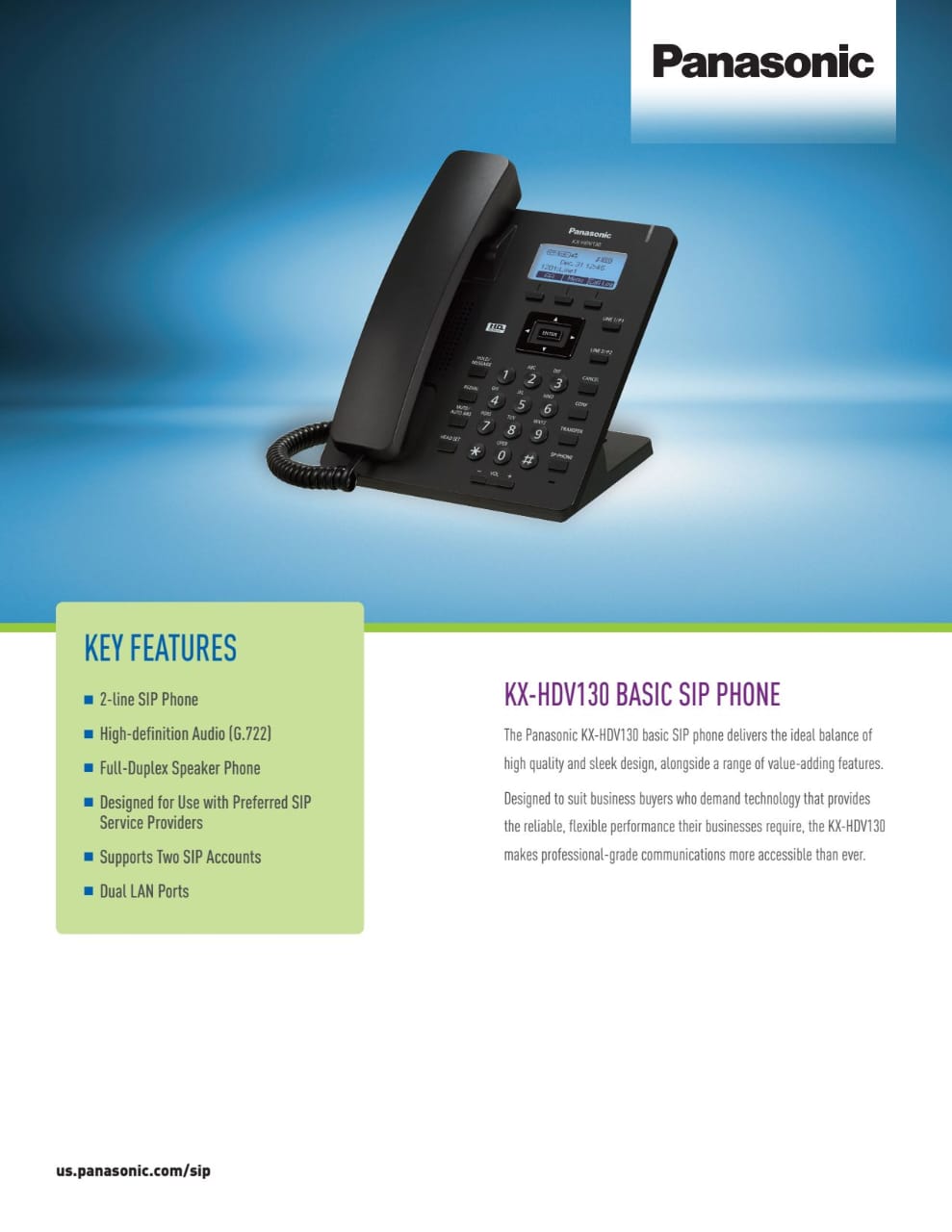 ️ Original Panasonic SIP PHONE KX-HDV130 SIP Phone Dual Ethernet PoE ...