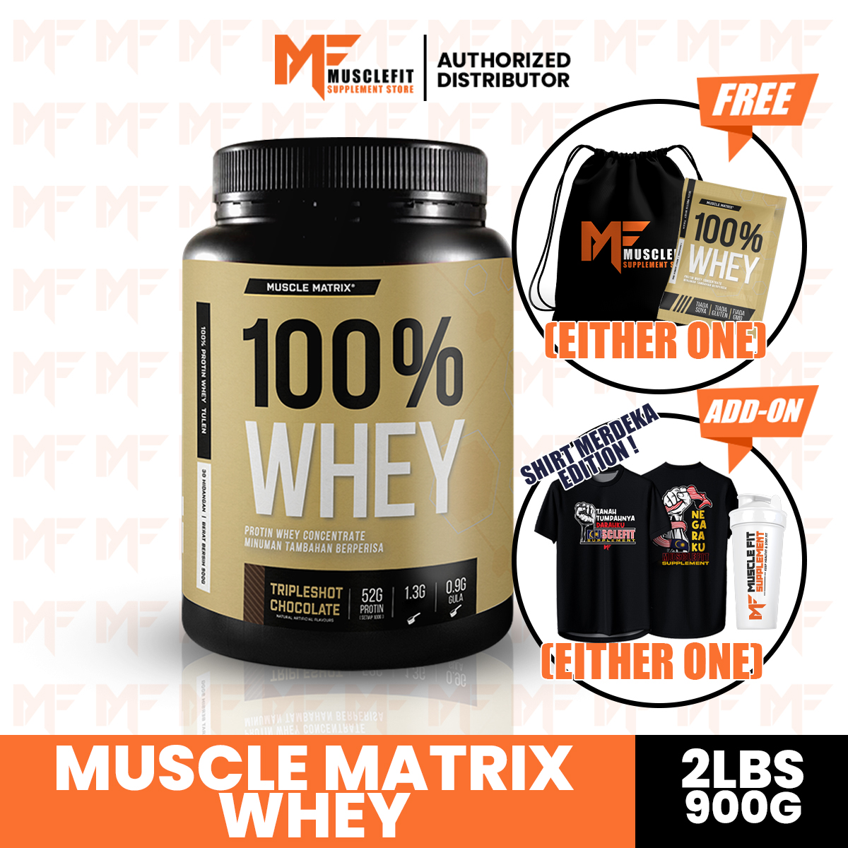 Muscle Matrix 100% Whey Protein Concentrate 900 g - Makanan tambahan ...