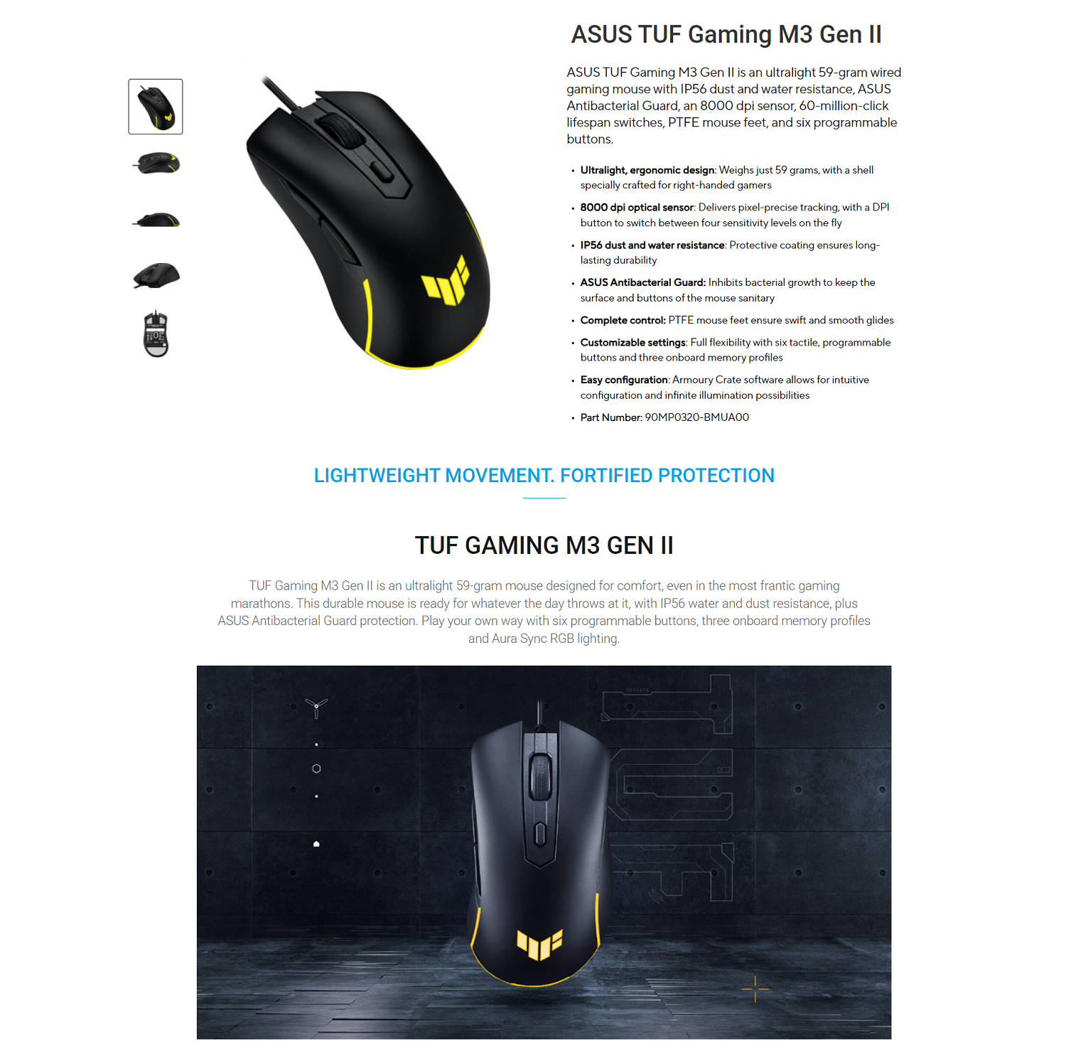 ASUS TUF GAMING M3 GEN II 8000 DPI WIRED GAMING MOUSE P309 WITH IP56 ...