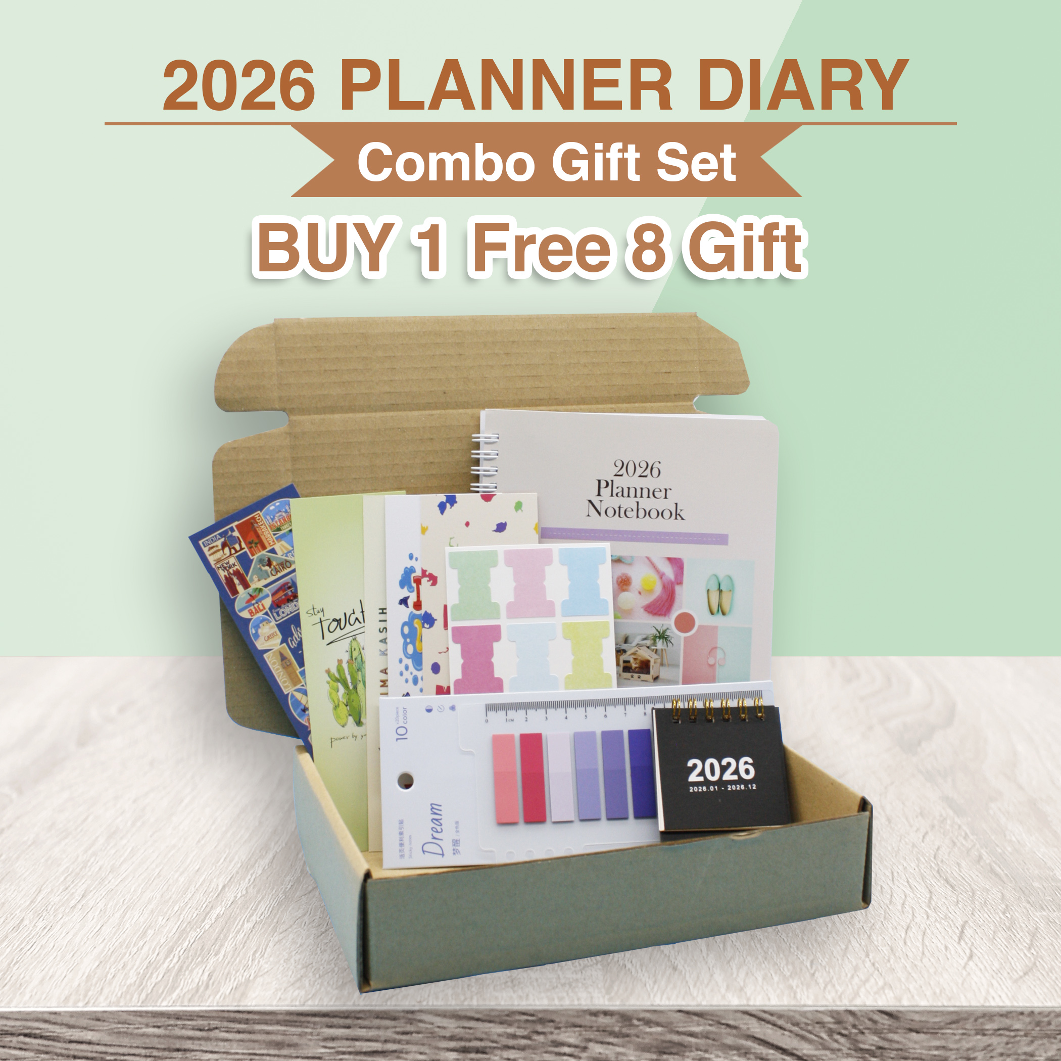 2026 A5 Wire O/Thread Sewn Buku Planner Hadiah in combo set box ...
