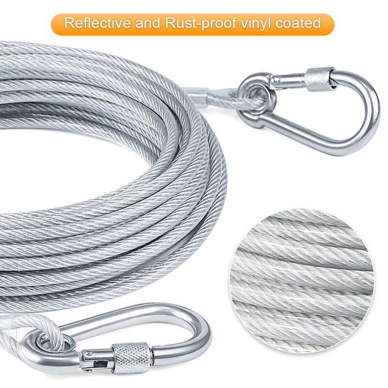 LA2M-1PC 2/3/6/9/15M Stainless Steel Wire Rope Pet Rope Dog Leash Anti ...