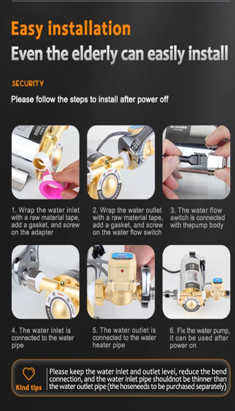 REAIM Booster Pump Booster Pump Water Pressure 100W Booster Pump Shower ...