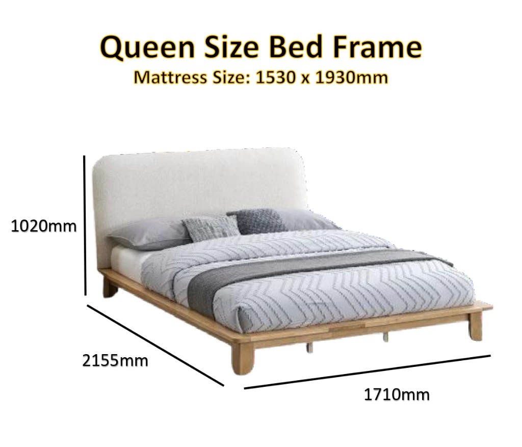 CHF 6114 Nordic Minimalist Wooden Bed Frame with Upholstered Headboard ...