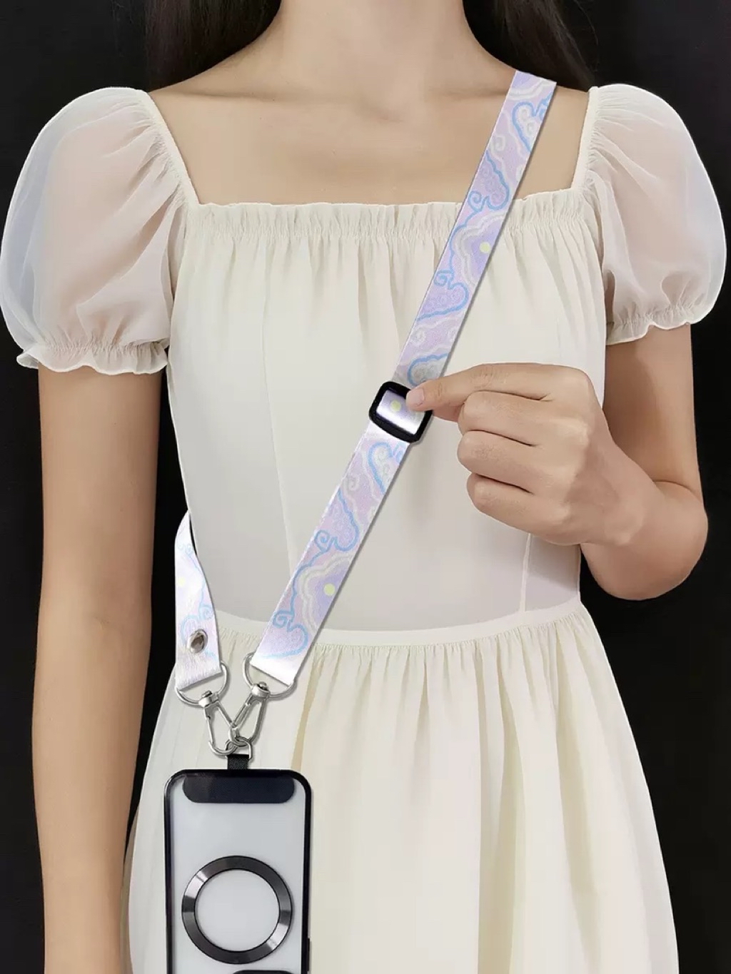 vintage cloud pattern phone lanyard crossbody adjustable neck strap ...
