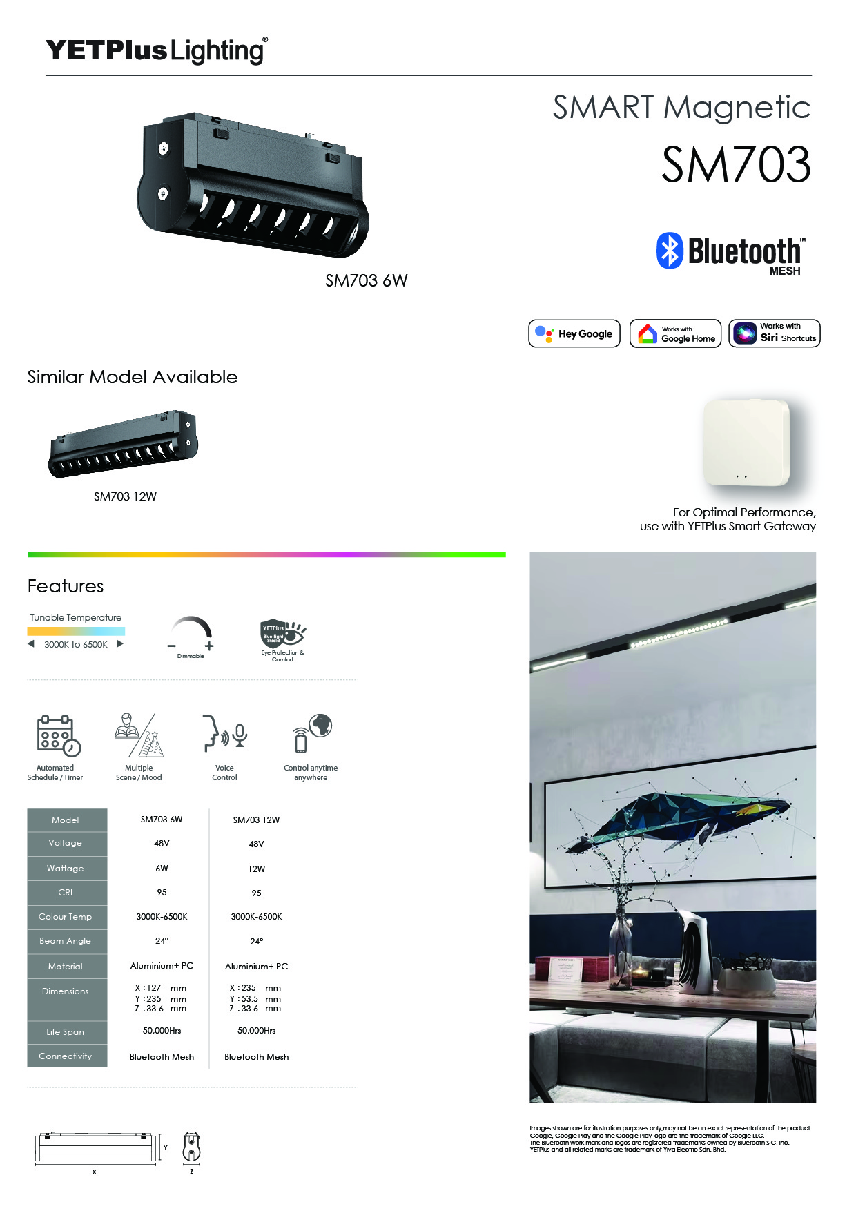 YETPlus SM703 Smart Magnetic Track Light WiFi Control Warm Cool ...