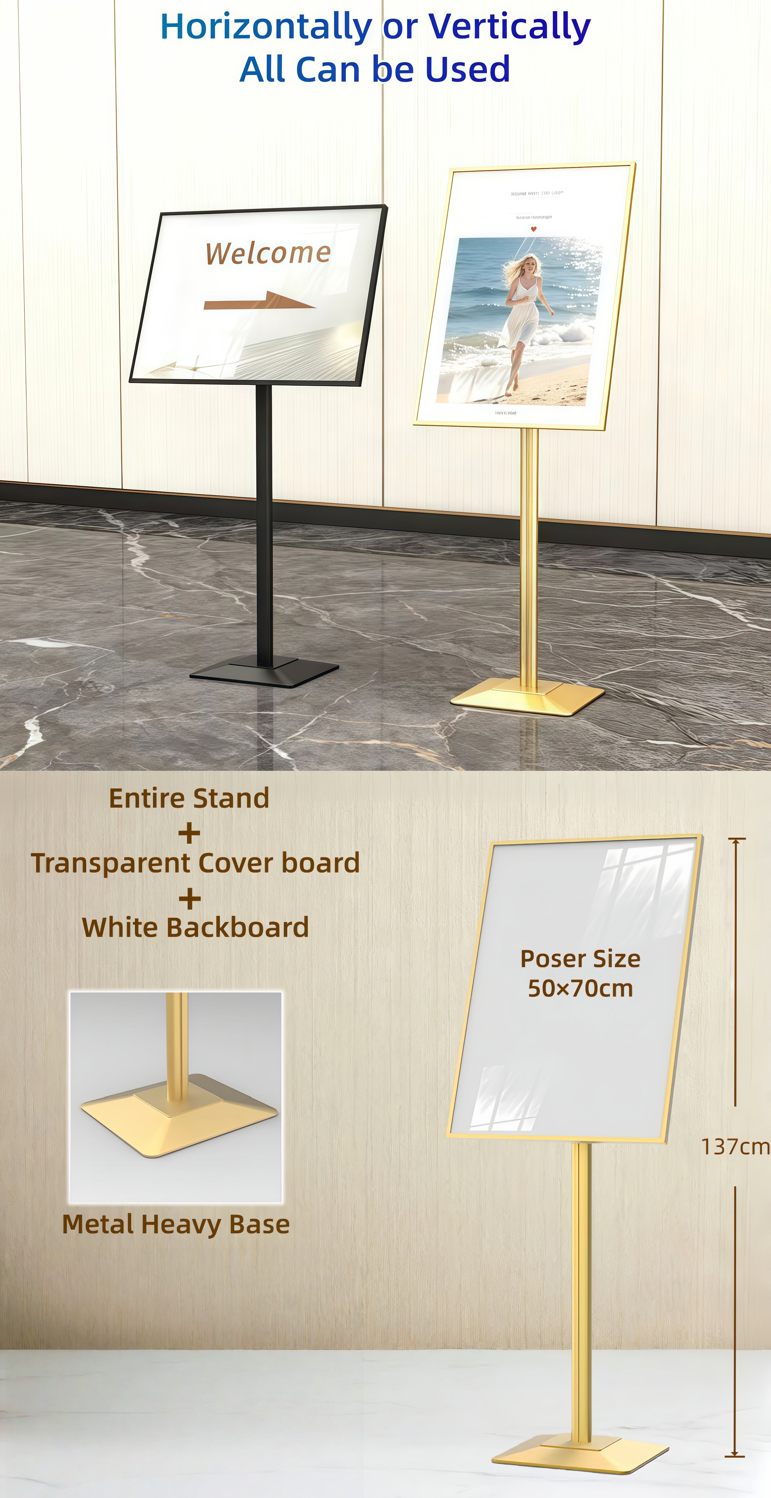 Metal Poster Display Stand Fashion High Class Signage Stand Doorway ...
