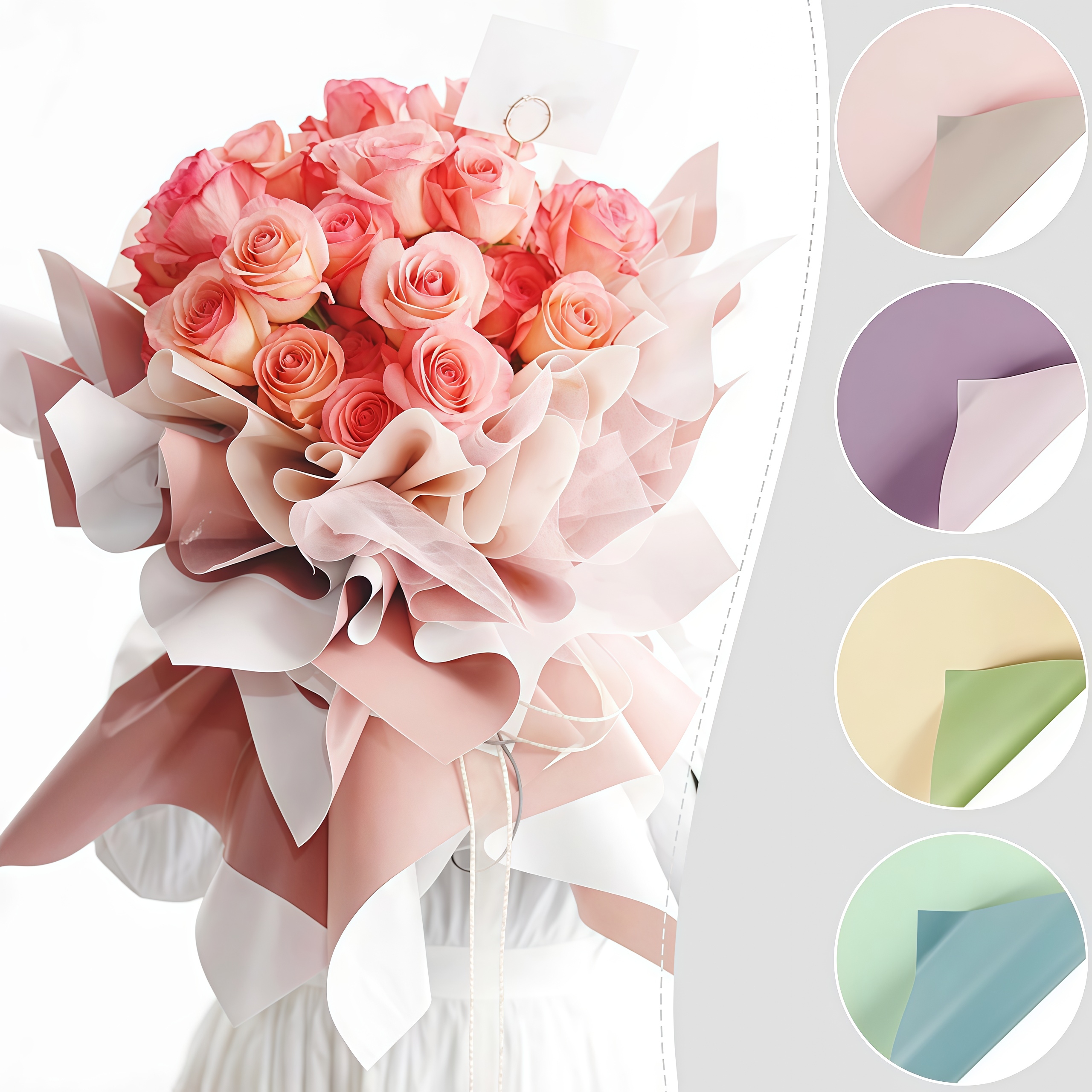 (20PCS) BIG 2 TONE Waterproof Flower Wrapping Paper Bouquet Gift ...