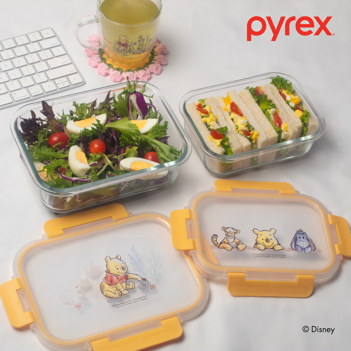 PYREX Winnie The Pooh Rectangular Glass Storage 640ml + 1050ml - 2pcs ...