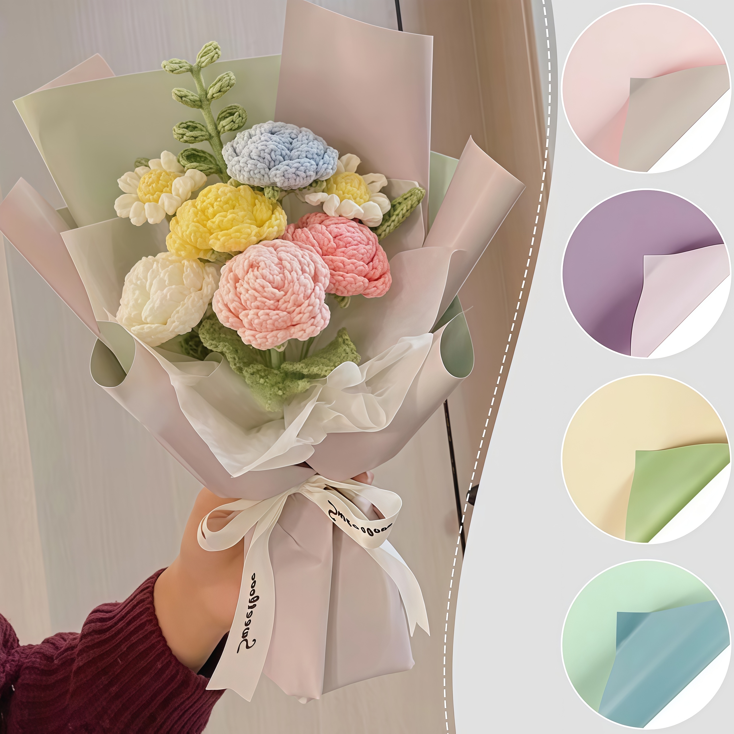 20pcs Two-Sided Colored Flower Wrappers Korean Wrapper Handmade Gift ...