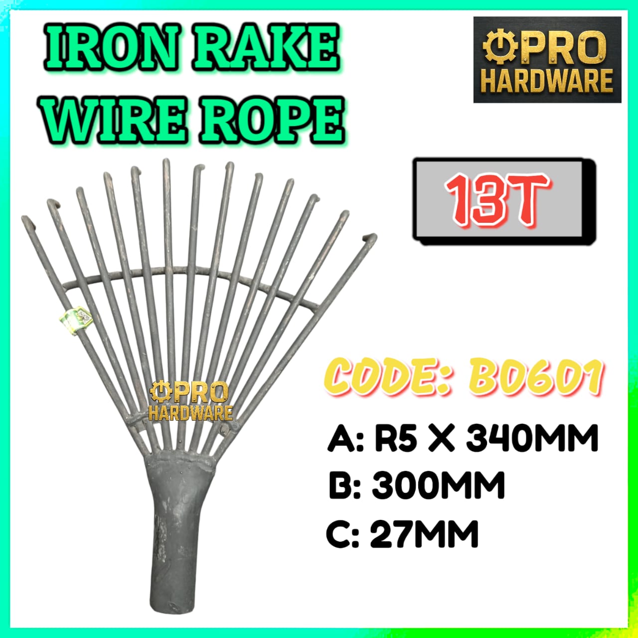 Samlee 7T B0503 / B0601 13T Garden Iron Rake Gardening Tools Kepala ...