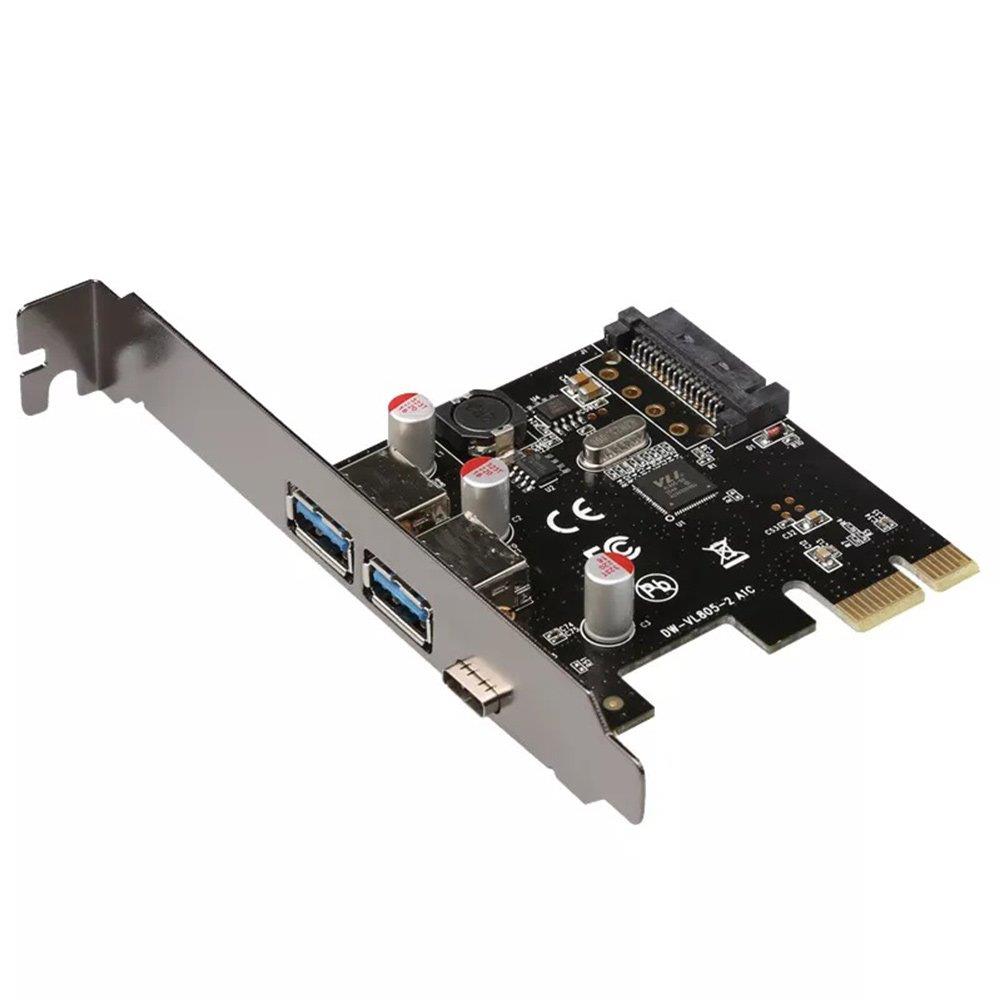 PCIe to USB 3.1 Type-C & 2-Port USB 3.0 Type-A Riser Expansion Card ...