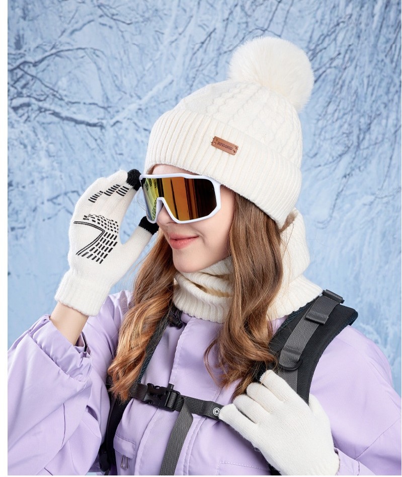 CAMINO Winter Set Women Winter Glove Beanie Neck Warmer Hat Knitted ...