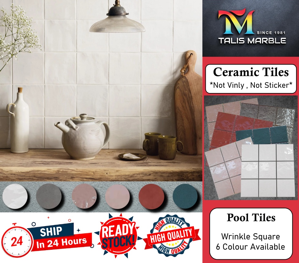 💥 Not Sticker 💥 Swimming Pool Tiles Gloss Wrinkle Square Decorative ...
