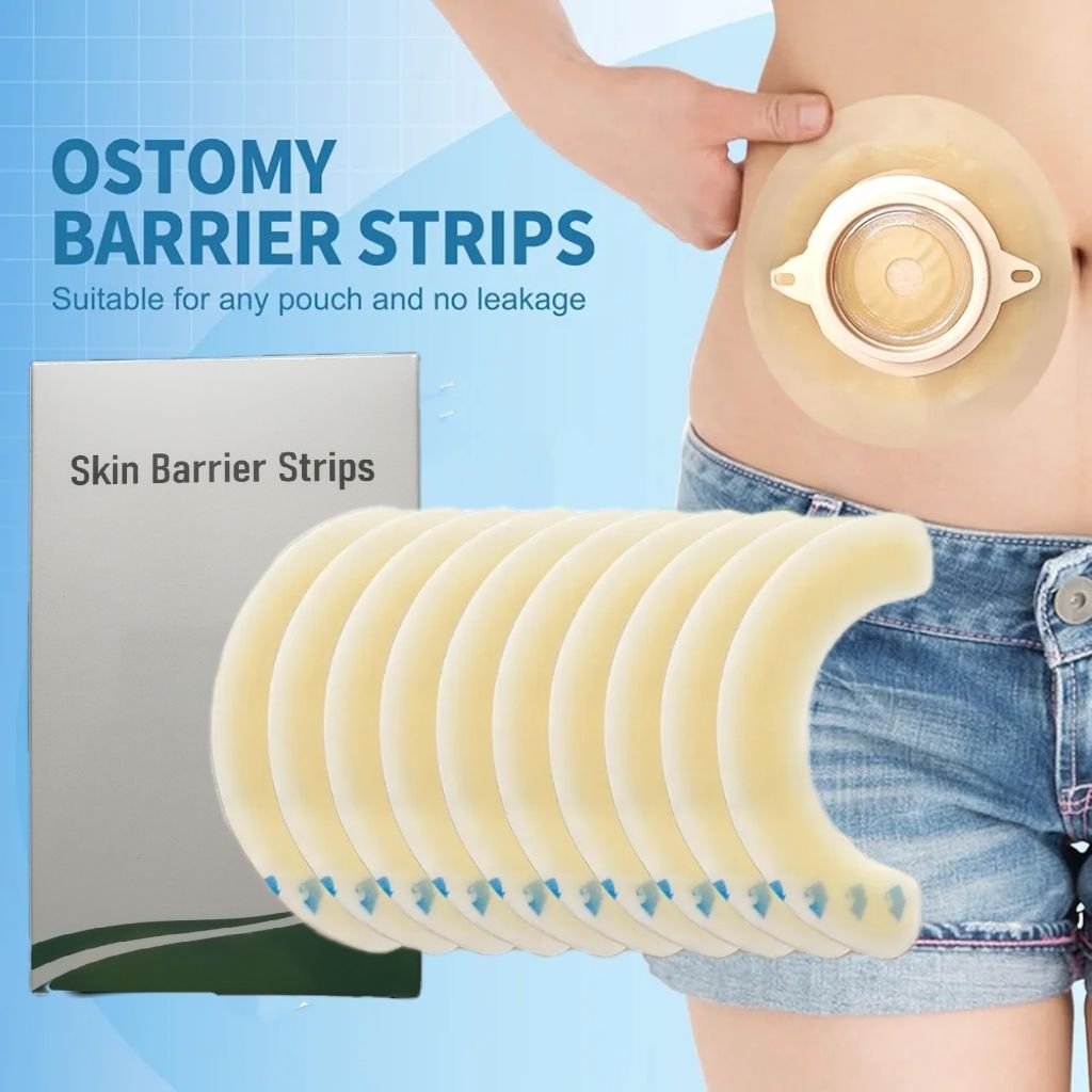 [10pcs] Medical Grade Stoma Barrier Strips Hydrocolloid Elastic Tape ...