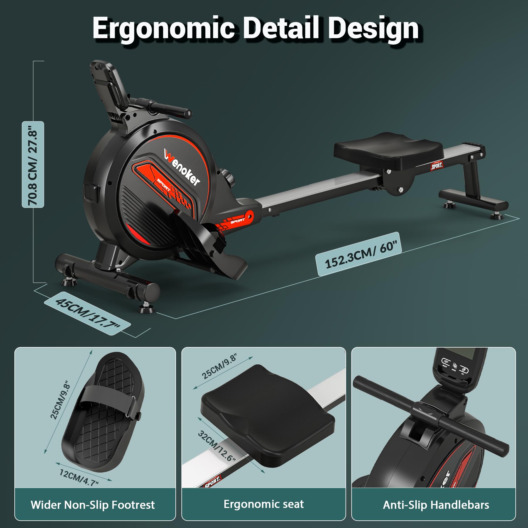 Rowing Machines 8-level Adjustable Resistance 4kg flywheel Leg Exercise ...
