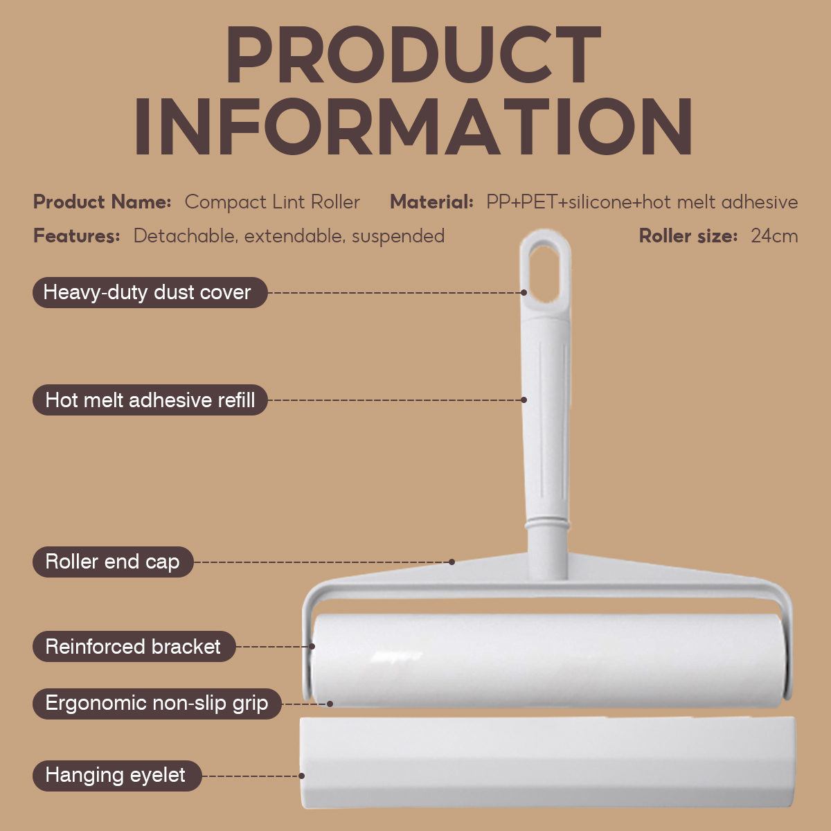 Upgraded Sticky 24CM/10CM Lint Roller Clothes Bed Dust Remover, Pet ...