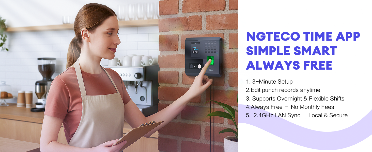 NGTeco Face Time Attendance Machine Digital Time Recorder RFID Card 2 ...