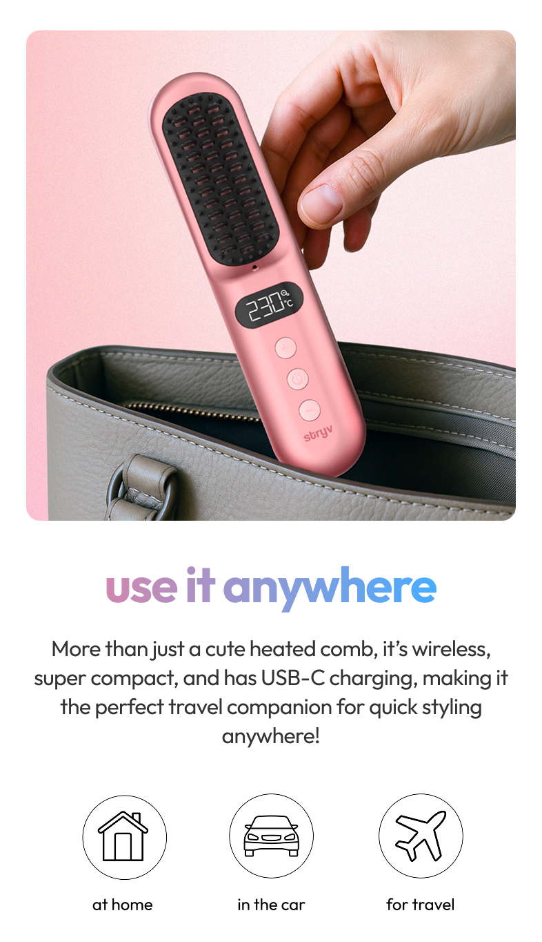 Stryv MiniStyler | Wireless Heated Comb | Anti-Frizz | Compact ...