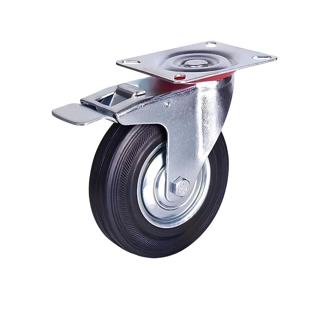 HIL BLACK RUBBER SWIVEL/RIGID/BRAKE CASTOR/CASTER ROLLER RODA TROLLEY ...