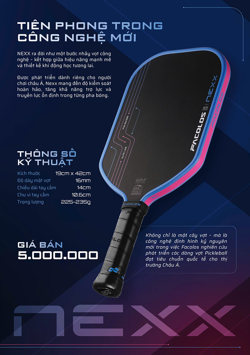 Facolos NEXX Pro Series 16mm | Genuine Pickleball Racket | Power of ...