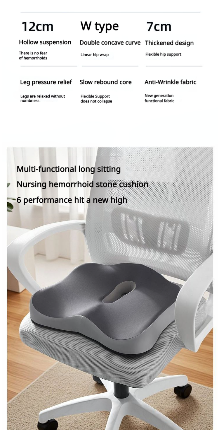 Memory Foam Seat Cushion Back Waist Cushion Lumbar Support Pillow ...