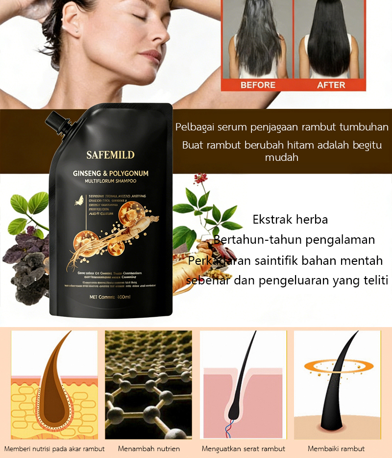 SAFEMILD Shampoo Anti Rontok Dan Uban Jadi Hitam Dengan Ekstrak ...