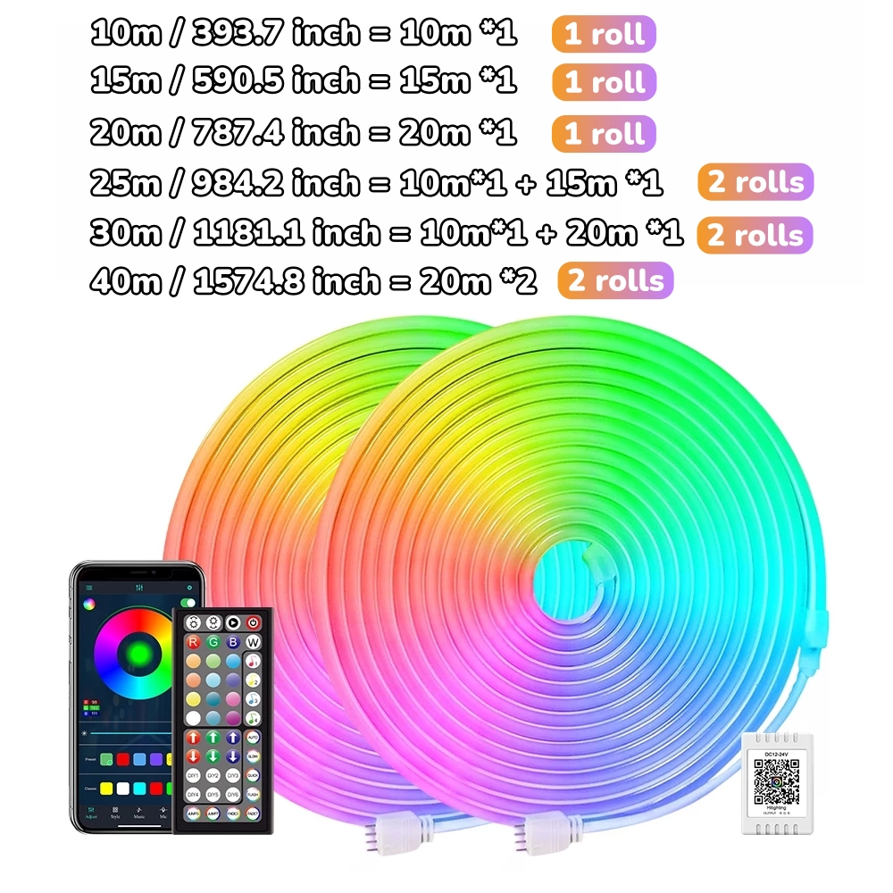 【COD】RGB Neon Light Strip with APP and Remote Waterproof Music Sync ...
