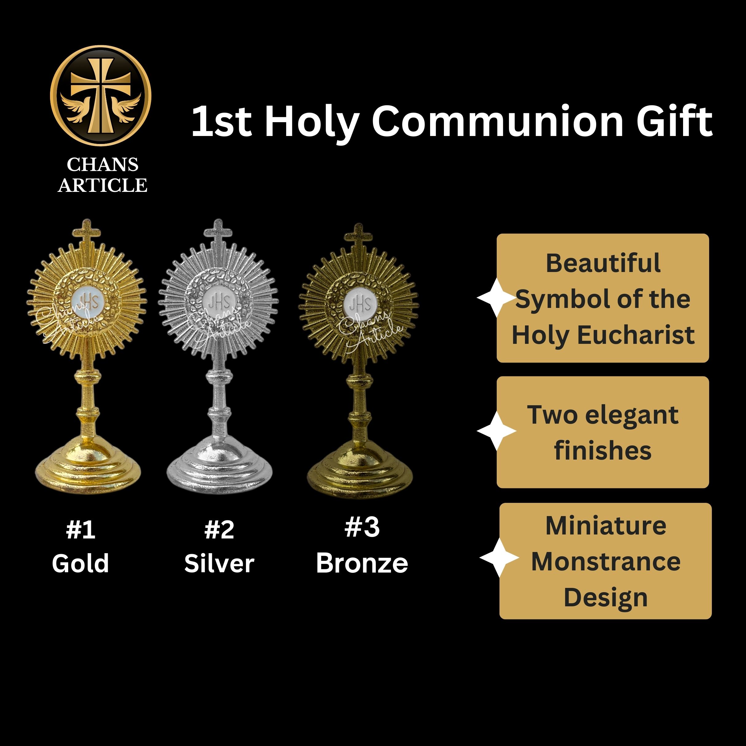 Catholic 1st Holy Communion Souvenir Monstrance 6cm | Gold & Silver ...