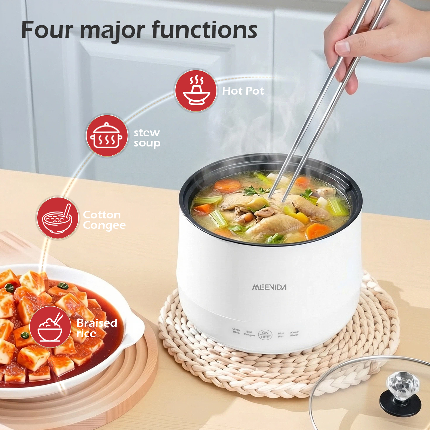 MEEVIDA Rice Cooker 1.8L Periuk Nasi Elektrik Non Stick Electric Cooker ...