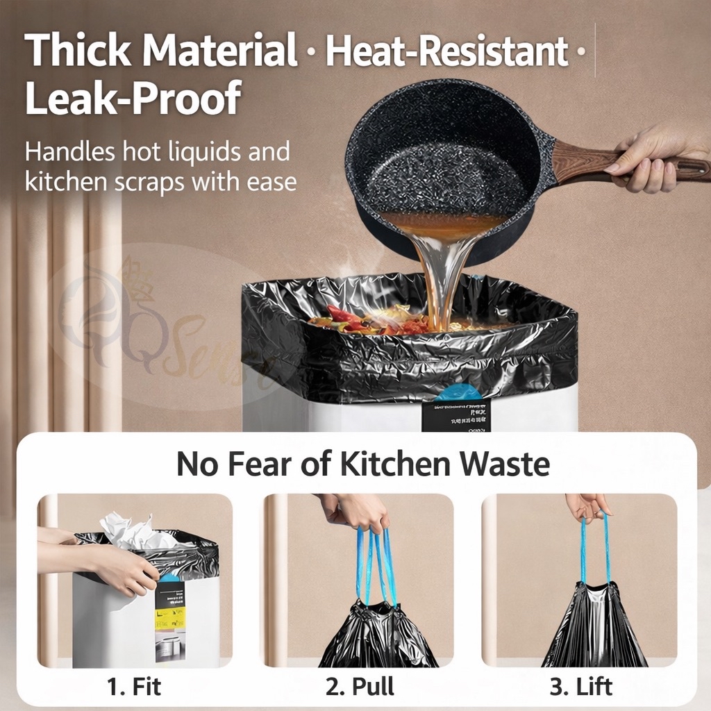 5X Thick Drawstring Garbage Bag ｜ Extra Thick Leak-Proof Trash Bag ...