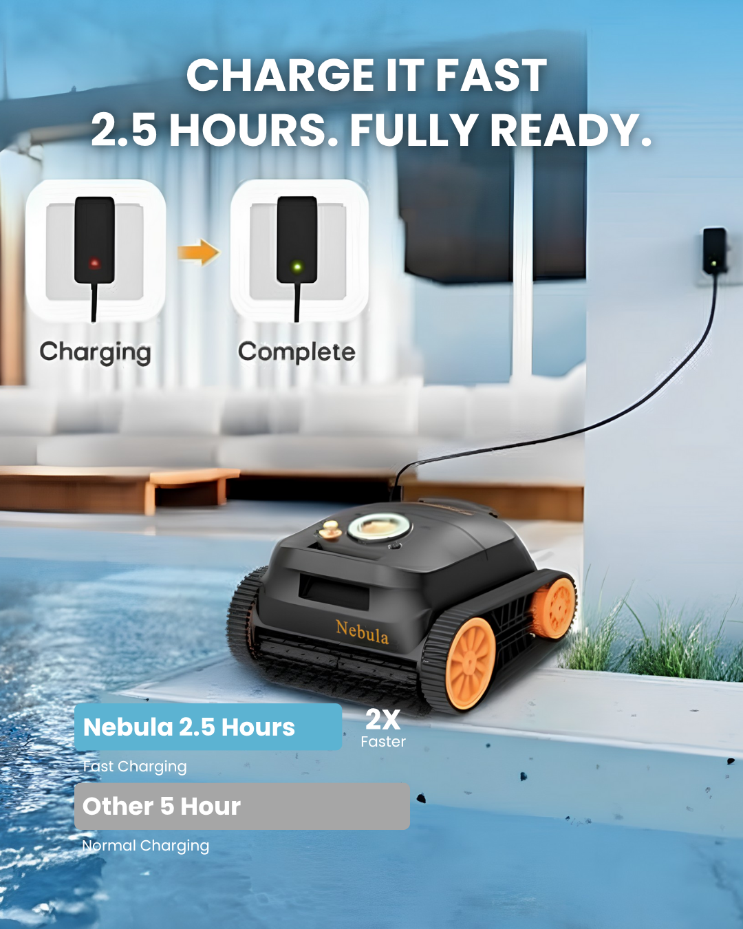 CLIBOT Nebula Robotic Pool Cleaner Cordless Smart Clean for Floor/Walls ...