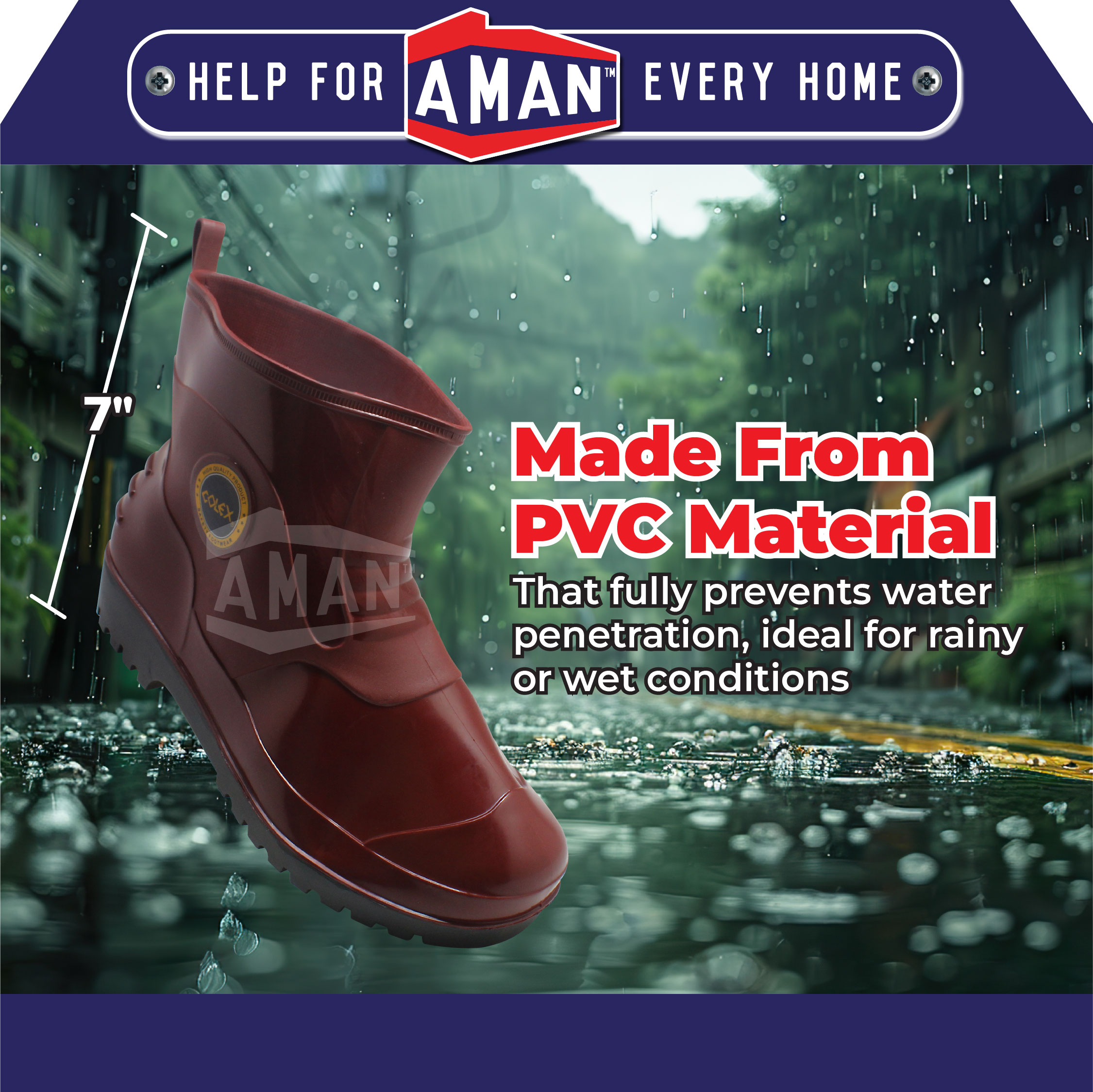 COLEX RM-6600 PVC Kitchen Boot Rain Boots Waterproof Anti Slip Garden ...