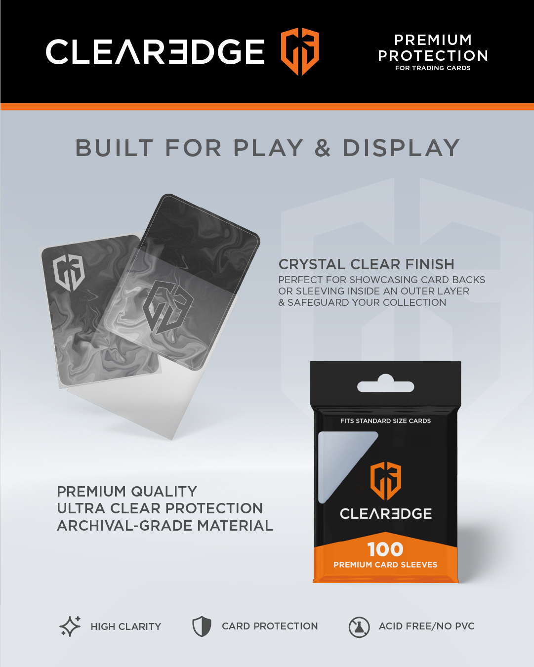 ClearEdge Premium Card Sleeves - 100 /50 Pack | Standard Size, Durable ...