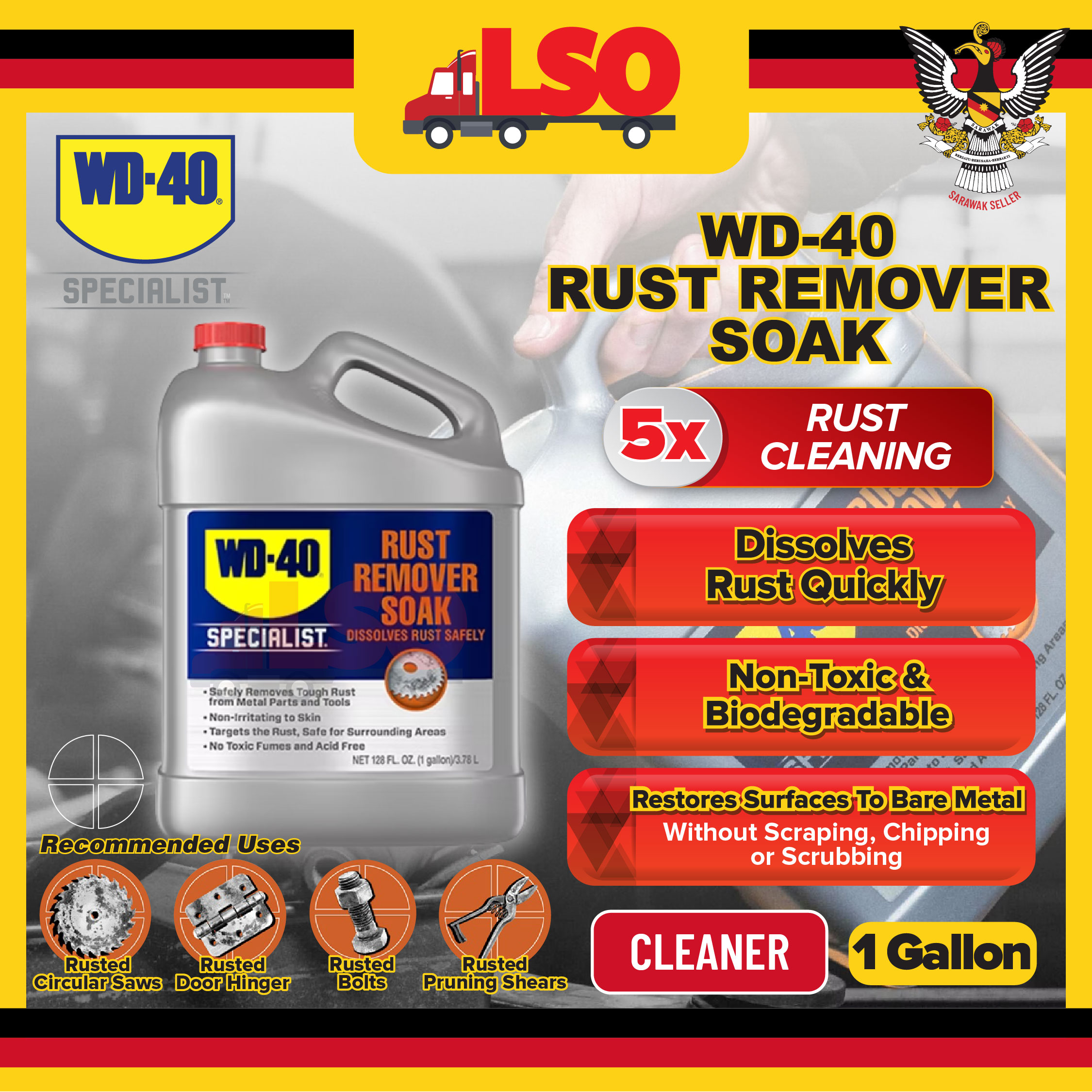 WD-40 Specialist Rust Removal Soak 1 Gallon WD40 Rust Remover Soak 3 ...