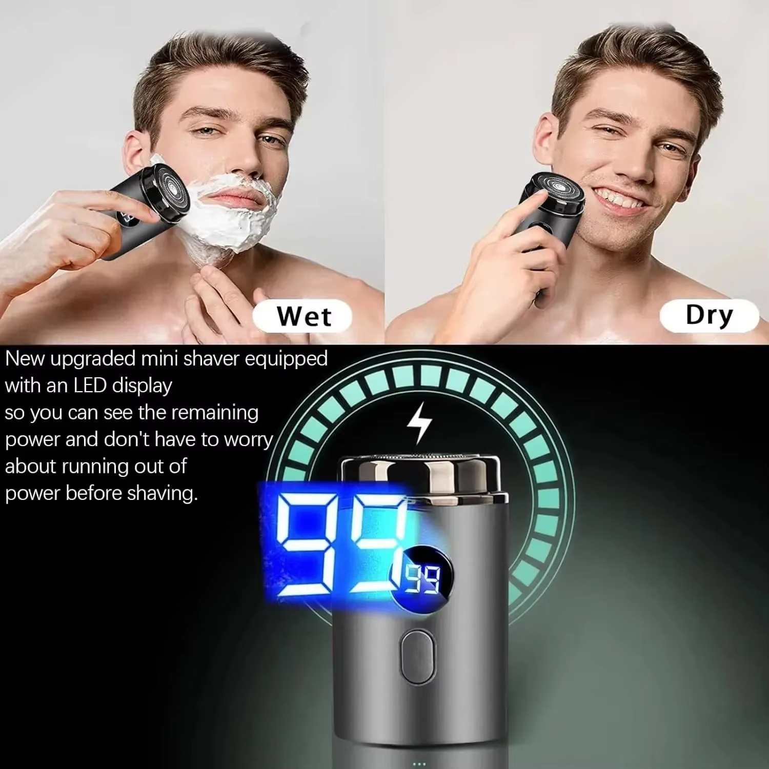 Mini Electric Shaver Portable Razor Rechargeable Type-C Wet&Dry Beard ...