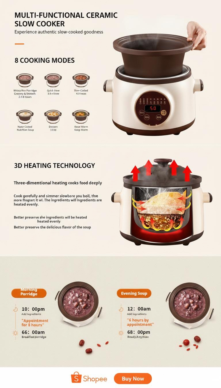 7L fully automatic ceramic purple sand electric stew pot stew pot plug ...