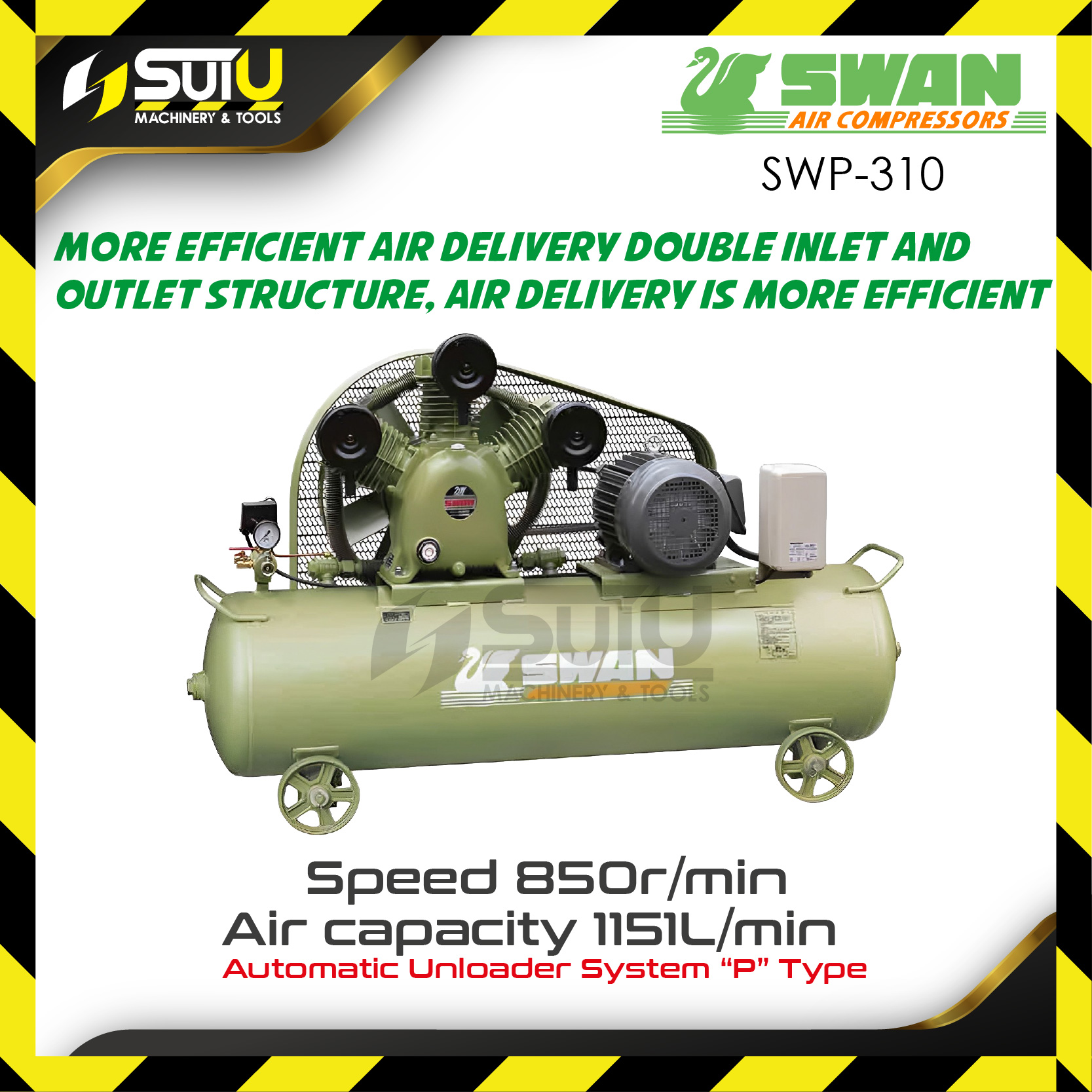 【100% ORIGINAL】SWAN SWP-310 / SWP310 10HP 8Bar 300L Air Compressor ...