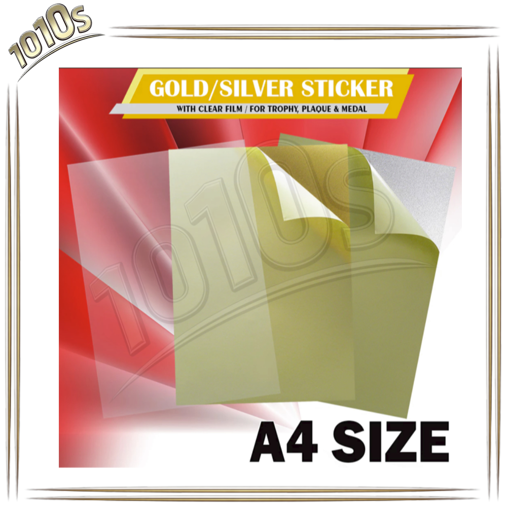 GOLD SILVER STICKER PAPER A4/Sticker Paper For Trophy, Medal & Plaque ...