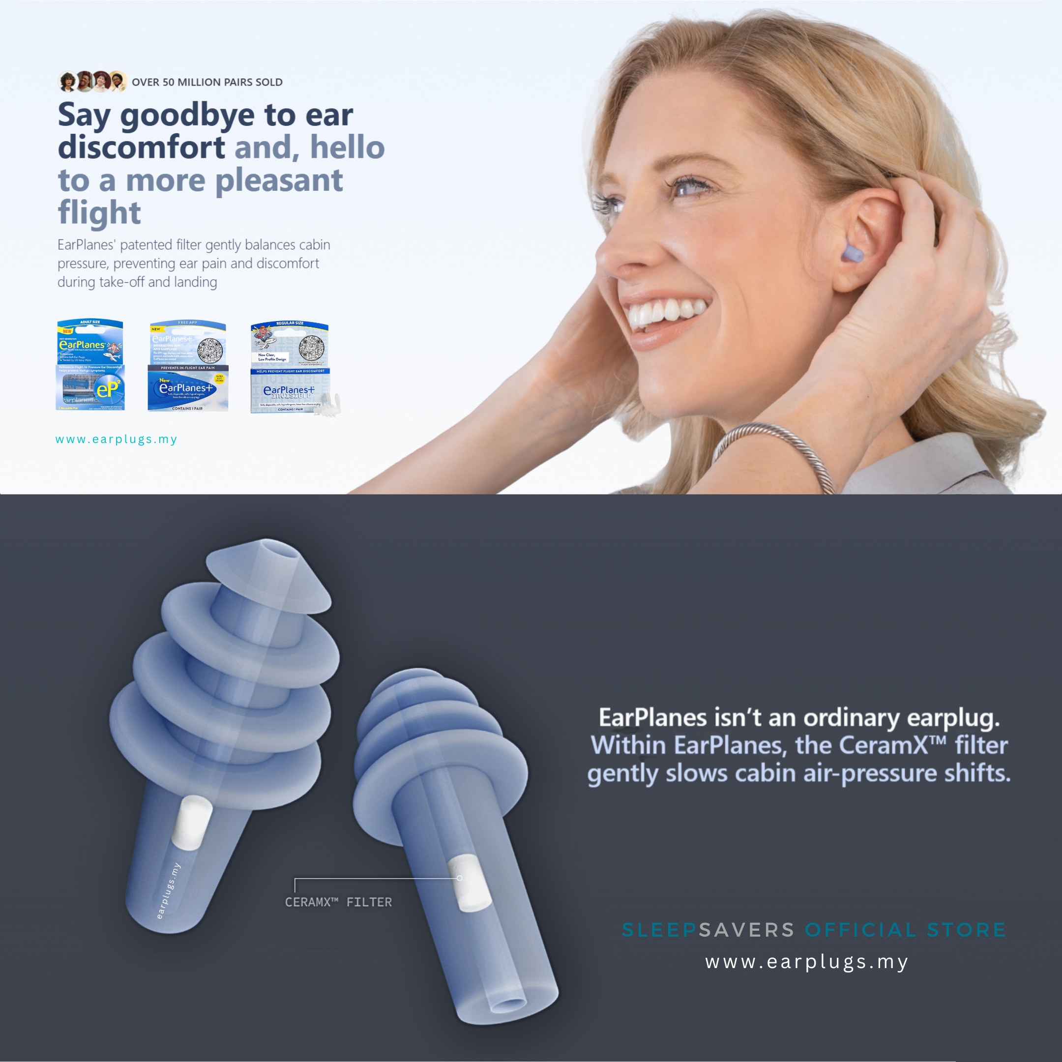 Cirrus EarPlanes+ Invisible Flight Earplugs | Low-Profile Pressure ...
