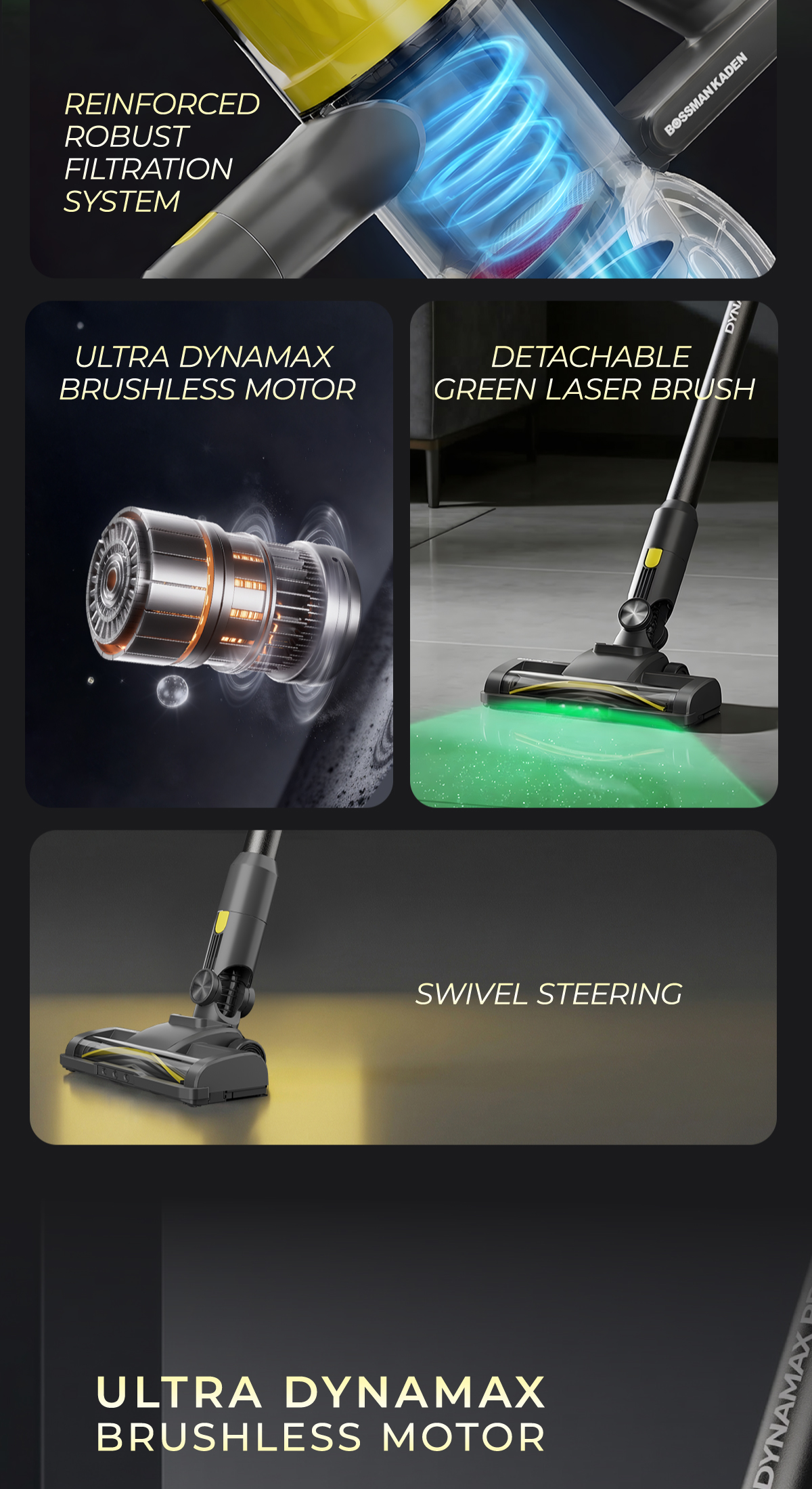 [𝐍𝐄𝐖] Bossman Kaden Wireless / Cordless Vacuum Cleaner Dynamax Pro VK2 ...