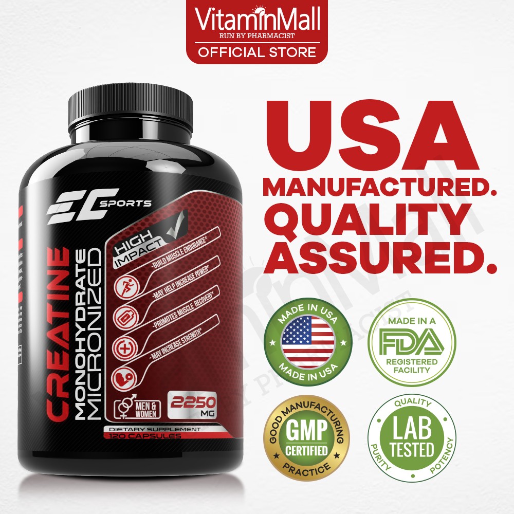 EC Sports Micronized Creatine Monohydrate Capsule 2250mg - Bodybuilding ...